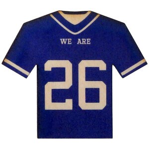 wood magnet navy jersey with We Are #26